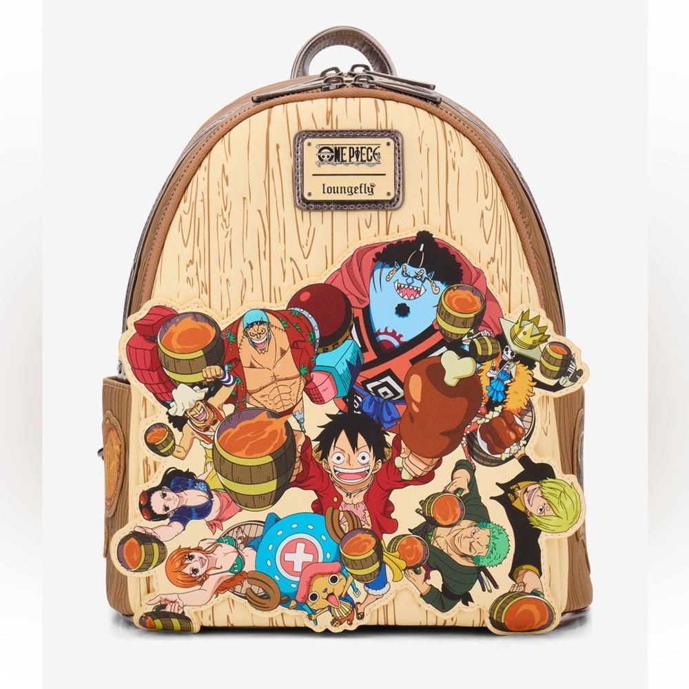 NWT Loungefly One Piece Woodgrain Mini Backpack in Tan/Brown